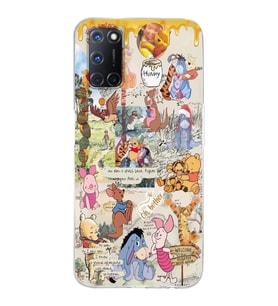 Oppo A52/A72/A92 Uyumlu Winnie The Pooh Kolaj Tasarımlı Şeffaf Telefon Kılıfı