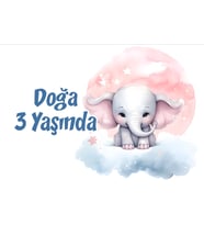 Sevimli Fil Temalı Doğum Günü Afişi *3 35X50 cm