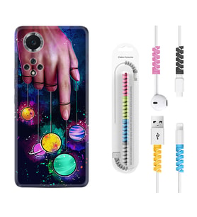 Huawei Nova Y70 Y90 Nova 9 SE  Kılıf Kablo Koruma Spiral Silikon Finger planet 1740