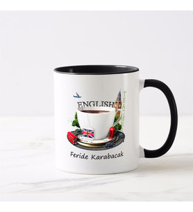 İngilizce Öğretmeni Siyah Kupa Bardak (3. Tasarım)