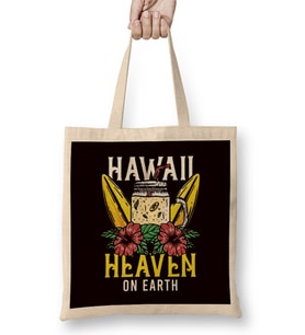Heaven Hawaii On Earth Island Ocean Hibiscus Vacation Aloha Bez Çanta Uzun Saplı