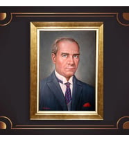 Altın Varaklı Çerçeveli Paspartulu Atatürk Tablo z4821 (Gold)