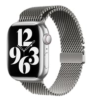 Apple Watch 7/8/9 41mm Kordon Titanyum Kelebek Klipsli Milano Loop 121 (Gri)