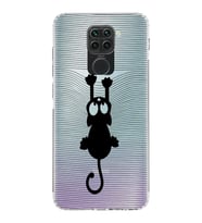 Xiaomi Redmi Note 9  Kamera Korumalı Kapak Çizgi Kedi Tasarımlı Şeffaf  Kılıf