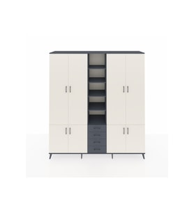 Hyperion Dolap 17 Raflı 4 Çekmeceli 8 Kapaklı 220x44x243 Antrasit-Aytaşı/Antrasit