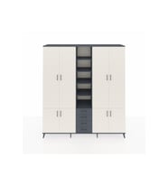 Hyperion Dolap 17 Raflı 4 Çekmeceli 8 Kapaklı 220x44x243 Antrasit-Aytaşı/Antrasit