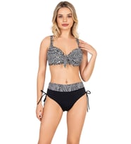 Endeep Kadın Büyük Beden Destekli Zebra Desenli Bikini Takımı