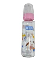 Barum Cam Leylekli Teren Desenli Bebek Biberon Pembe 250 ml