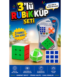 3'lü Zeka Küpü Seti Sihirli Rubik Küp Eğitici Akıl Oyunu Magic Cube