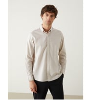LCW Vision Bej Slim Fit Uzun Kollu Oxford Erkek Gömlek