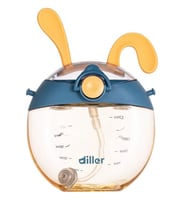 Diller 330 ml Askılı Kırılmaz Tritan Tavşan Şekilli Lacivert Çocuk Matarası