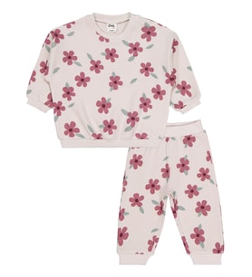 Civil Baby Kış Çiçeği Baskılı 6-18 Ay Takım - Bej (Taş)