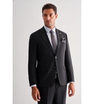 Siyah Kırlangıç Yaka Tam Astar 6 Drop Slim Fit Esnek   Takım Elbise 1001255156
