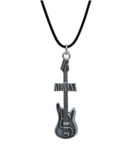 Nirvana Elektro Gitar Deri ip Kolye - Gümüş Kaplama - Kadın Erkek Kolye - No:1046