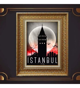 Gold Altın Kalın Çerçeveli Paspartulu Tablo c807