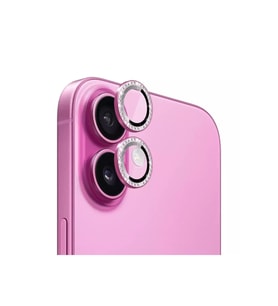 Iphone 16 Ve 16 Plus Pembe (PİNK) Uyumlu Taşlı Kamera Lens Koruyucu Cam