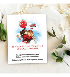 Takı Kartı - 23 Nisan Çocuk Bayramı Atatürk Tasarım - Şans Bilekliği, Anahtalık, Toka, Takı, İnci Küpe Kartı