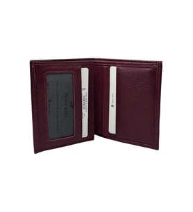 Bordo Hakiki Deri İkiye Katlamalı Dikey Model Spor Erkek Cüzdan // 3010-BORDO