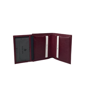 Bordo Hakiki Deri İkiye Katlamalı Dikey Model Spor Erkek Cüzdan // 3010-BORDO