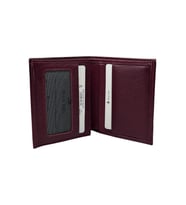 Bordo Hakiki Deri İkiye Katlamalı Dikey Model Spor Erkek Cüzdan // 3010-BORDO