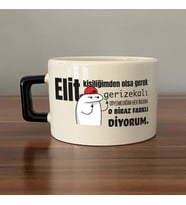 Elit Kişiliğimden Olsa Gerek Baskılı Siyah Kulplu C Fincan