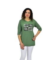 Kadın Kısa Kol Taşlı Bluz BGL-ST04710 (Yeşil)