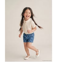 LCW Kids Mavi Çiçek Desenli Kız Çocuk Jean Şort