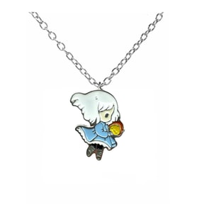 Mavi Elbiseli Sevimli Anime Kız Karakter Kolye – 60 cm Zincirli Tatlı ve Zarif Takı (Gümüş)