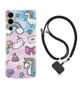 Tecno Pova Neo 2 Kılıf Silikon Boyun Askılı İpli Desenli Silikon Unicorn Mektup 1800