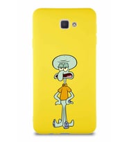 Samsung Galaxy J7 Prime 2 Soft Premier Kapak Squidward Dokunaç Tasarımlı Silikon Kılıf - Sarı (Şeffaf)