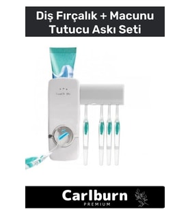 Premium Seri Her Tip Macunla Uyumlu Pratik Yapışkanlı Diş Macunu Sıkacağı 5 Adet Fırçalık Askı Seti