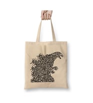 Godzilla Japanese Symbols Collage Beyaz Bez Çanta Uzun Saplı Alışveriş Çantası Plaj Çantası