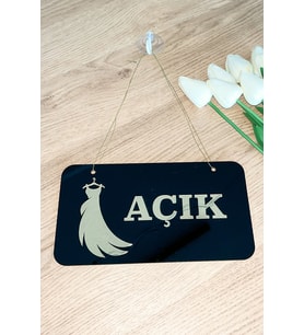 Açık/Kapalı Yazılı Kapı Tabelası Butikler ve Giyim Mağazaları İçin -  Gold Tasarımlı
