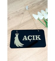 Açık/Kapalı Yazılı Kapı Tabelası Butikler ve Giyim Mağazaları İçin -  Gold Tasarımlı