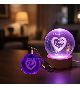 Renk Değiştiren I Love You Cam Küre Ve Kristal Anahtarlık