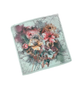 Enba Çiçek Desenli Pamuklu Eşarp 90x90 cm (Açık Gri)