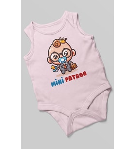 Mini Patron Baskılı Bebek Zıbını – Çıtçıtlı Body  %100 Pamuk Sıfır Kol