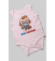 Mini Patron Baskılı Bebek Zıbını – Çıtçıtlı Body  %100 Pamuk Sıfır Kol (Bebek Pembesi)