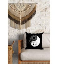 Ying Yang Zodyak Desenli Çift Yön Dijital Baskılı Dekoratif Kırlent Kılıfı Yastık Kılıfı 39x39cm