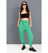 Yüksek Bel Cepli Jogger Pantolon - Yeşil