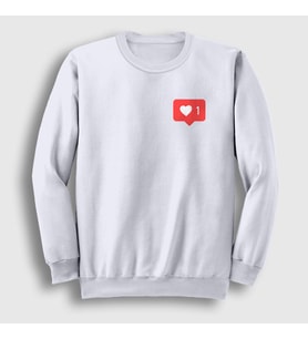 Presmono Unisex Beyaz Like Beğenme Kalp Instagram Sweatshirt 433731tt (Beyaz)