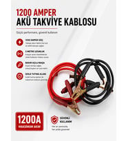 Northcity 1200 Amper Akü Takviye Kablosu 2 Metre Bakır Uçlu - Güvenilir Yedek Güç Kaynağı
