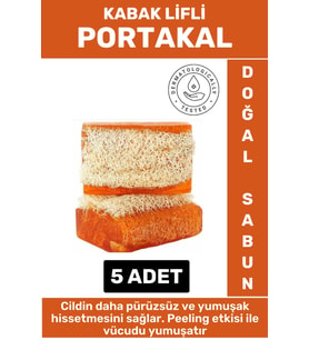Özel Üretim Masaj Etkili Nemlendirici Kuruluk Giderici Doğal Kabak Lifli Portakal Sabunu 5 Adet