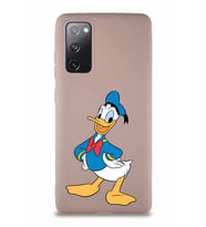 Samsung Galaxy S20 FE Soft Premier Kapak Donald Duck-C Tasarımlı Silikon Kılıf - Pudra (Şeffaf)