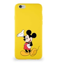 Apple iPhone 6S Soft Premier Kapak Mickey Mouse-C Tasarımlı Silikon Kılıf - Sarı (Şeffaf)