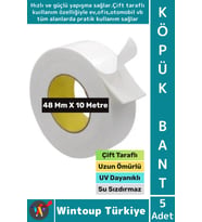 Premium Süper Güçlü Yapışkan İç Mekan Duvar Ahşap Çift Taraflı Köpük Bant 48 Mm x 10 Metre 5 Adet