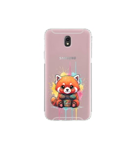 Samsung Galaxy J7 Pro ile Uyumlu Splash Tilki Tasarımlı Şeffaf Silikon Kılıf