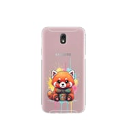 Samsung Galaxy J7 Pro ile Uyumlu Splash Tilki Tasarımlı Şeffaf Silikon Kılıf