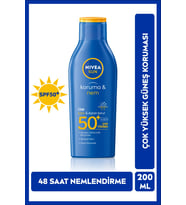 NIVEA SUN SPF50 Güneş Koruyucu Losyon 200ml, 48 Saat Nemlendirici, Suya Dayanıklı, Anında Koruma