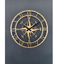 Gowpenart Pusulalı Modern Metal Gold - Altın Duvar Saati / Hediye Saat / Dekoratif Saat 1,5 mm Kalınlık
